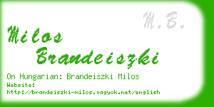 milos brandeiszki business card